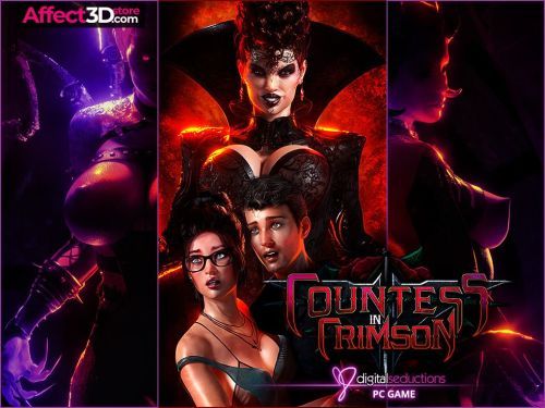 Porn game Countess in Crimson, two big tits demon standing in a background while a woman in black dress and a young couple watching in the middle