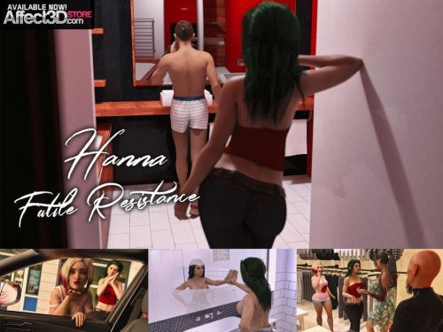 Hanna Futile Resistance free porn game, woman in red top standing in a door and waiting for a guy in the bathroom
