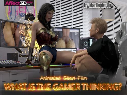 What is the Gamer Thinking animated short film, where horny WonderWoman goes amazon on a gamer's cock.